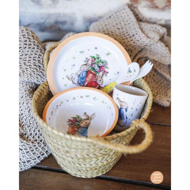 Coffret cadeau 5 pi&egrave;ces pierre lapin abricot